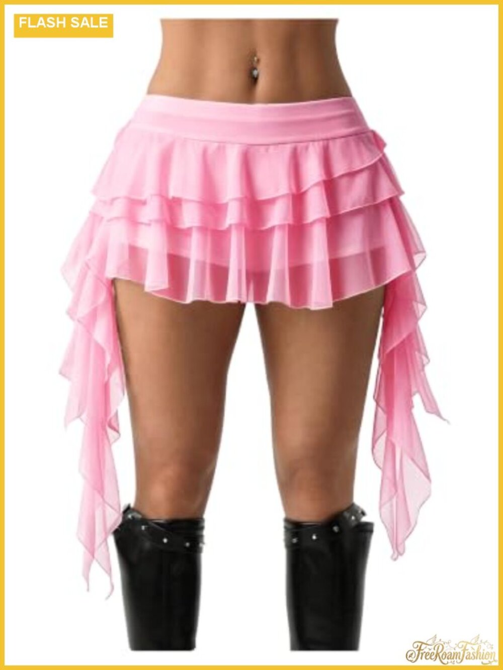 Y2K Ruffle Lace Mesh Asymmetrical Mini Skort Flowy A-Line Women's Short